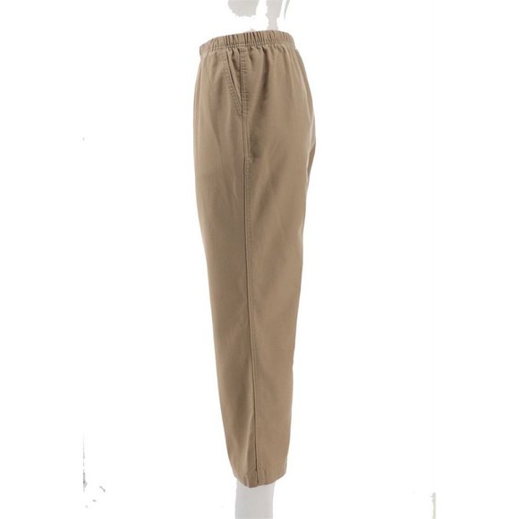 NWT LANDS' END WOMEN'S PETITE HIGH RISE TWILL PULL ON PANTS KHAKI 12PX26 - Picture 3 of 7